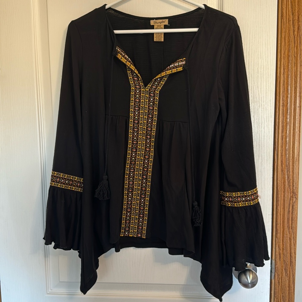 Bell sleeve wrangler top